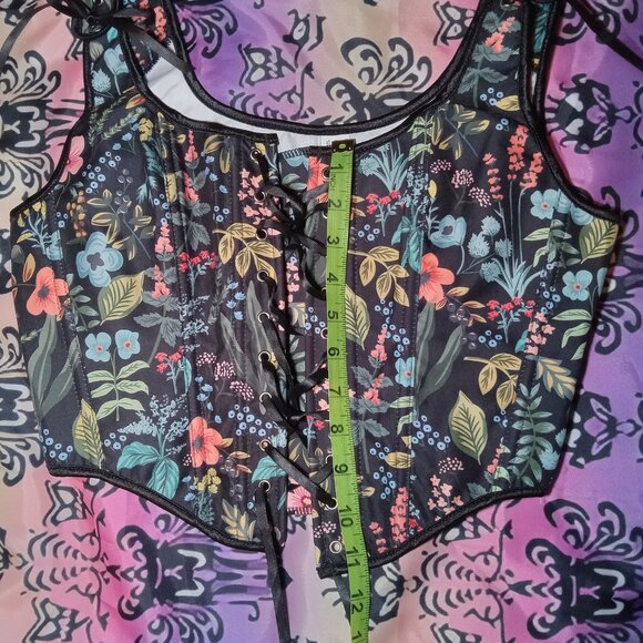Black Bright Floral Corset - Picture 4 of 7